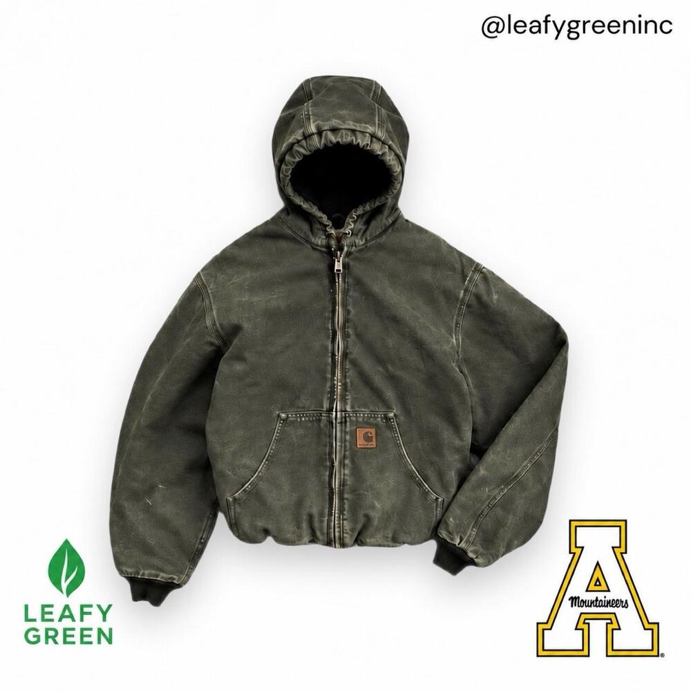 Carhartt J130 MOS Moss Green Duck Canvas Hooded Active Jacket us sz XL